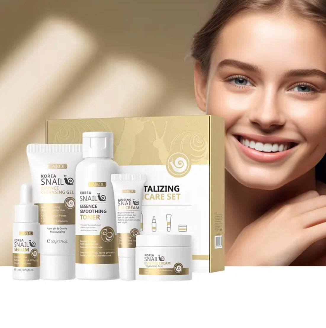 Korean Snail Essence Skin Care Kit – Complete Anti-Aging Set for Radiant, Youthful Skin