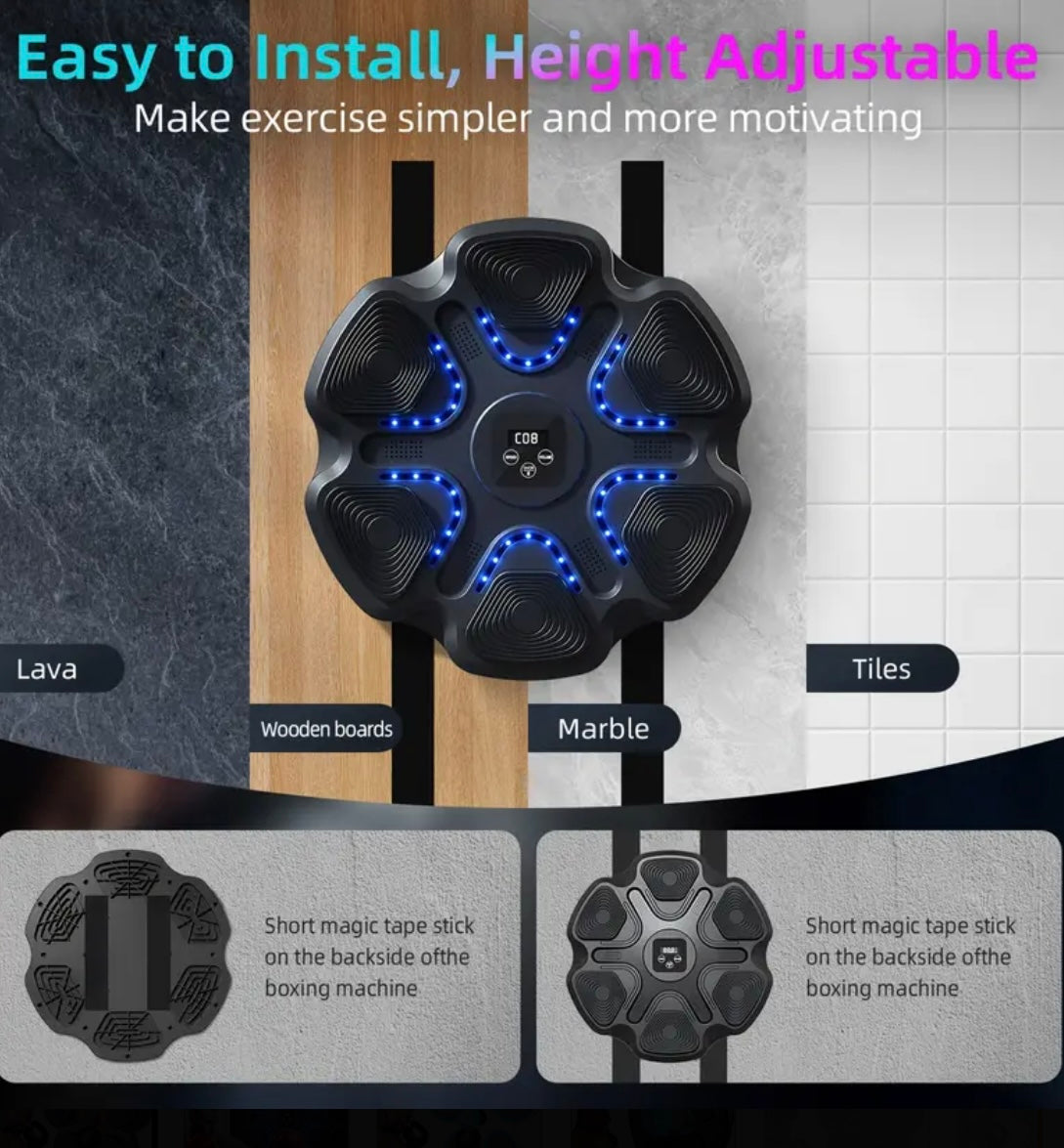 Smart Bluetooth Boxing Machine: Wall-Mounted LED Target Trainer for Home Fitness & Fun – Interactive Music Workout for Adults and Kids