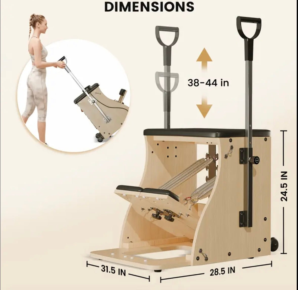 Ultimate Home Pilates Chair: Split-Pedal Stability with Adjustable Resistance and Handles for Comprehensive Fitness Training - Fast and Free Shipping