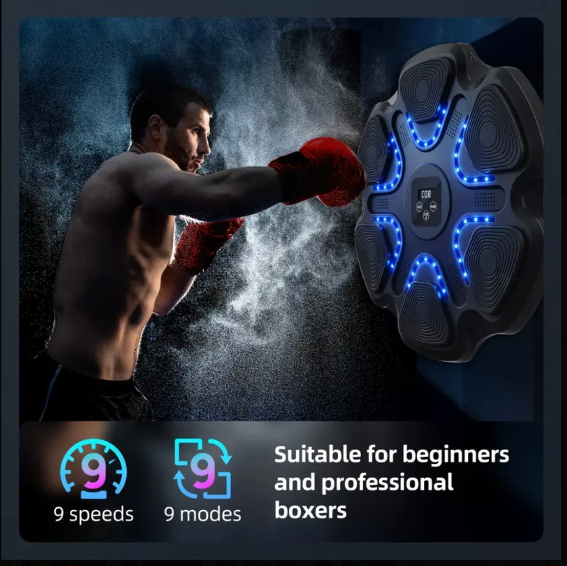 Smart Bluetooth Boxing Machine: Wall-Mounted LED Target Trainer for Home Fitness & Fun – Interactive Music Workout for Adults and Kids