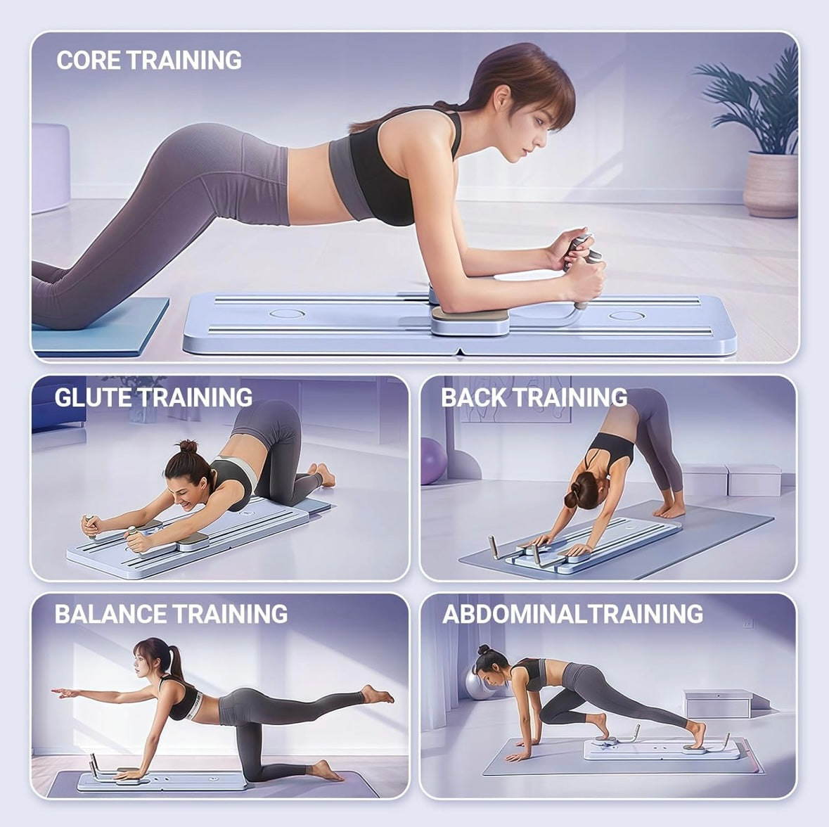 Multi-Functional Deluxe Portable Pilaties Reformer Board