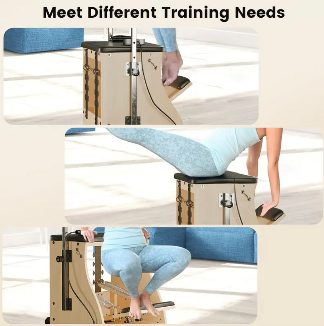 Ultimate Home Pilates Chair: Split-Pedal Stability with Adjustable Resistance and Handles for Comprehensive Fitness Training - Fast and Free Shipping