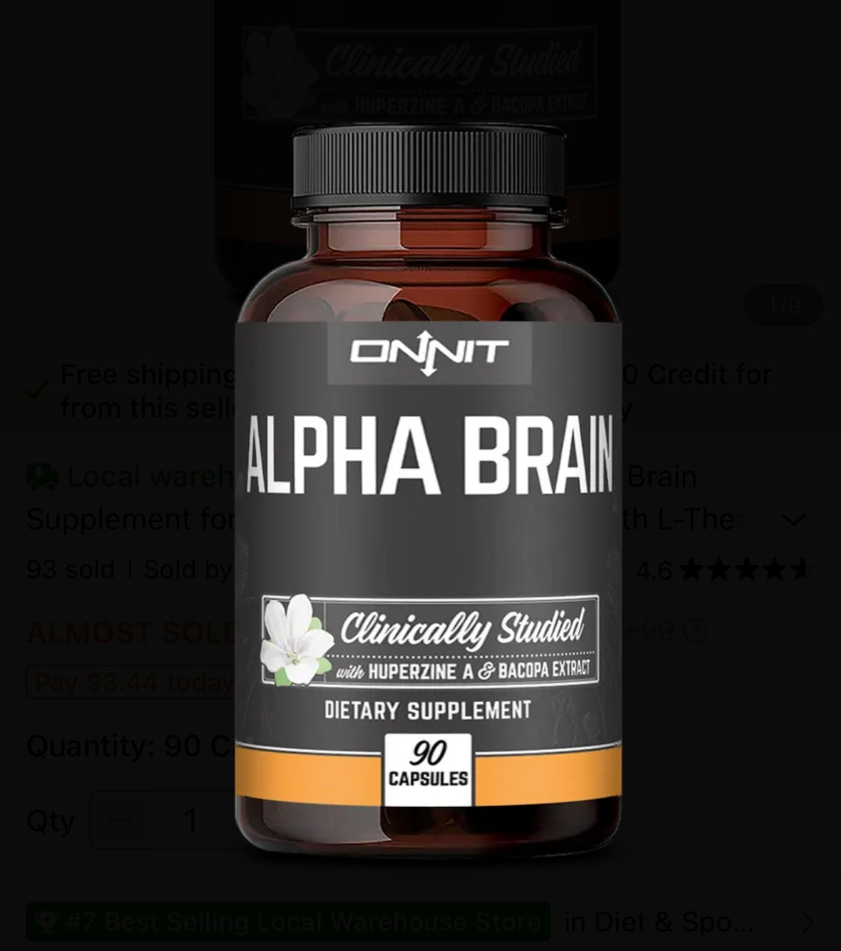 Alpha BRAIN® Nootropic Supplement – Enhance Memory, Focus, and Mental Speed – Caffeine-Free Cognitive Support – 90 Capsules