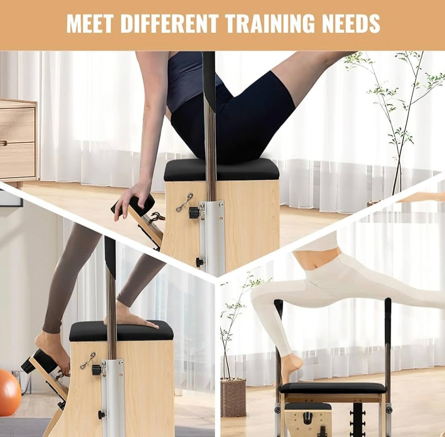 Ultimate Home Pilates Chair: Split-Pedal Stability with Adjustable Resistance and Handles for Comprehensive Fitness Training - Fast and Free Shipping