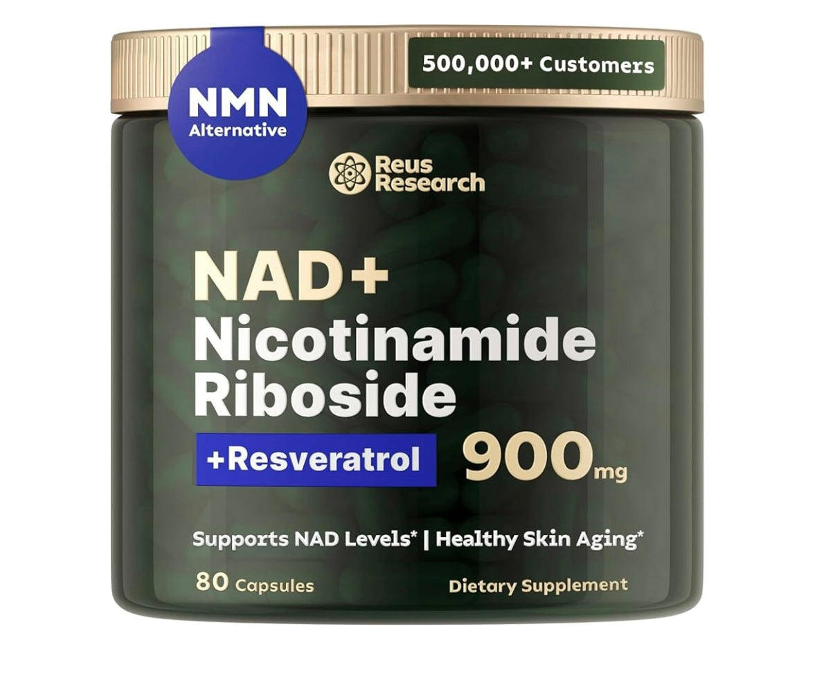 Reus Research Advanced NAD+ Booster 900Mg for Enhanced Absorption, Energy, and Anti-Aging Support – 80 Vegan Capsules, Made in USA - Fast and Free Shipping