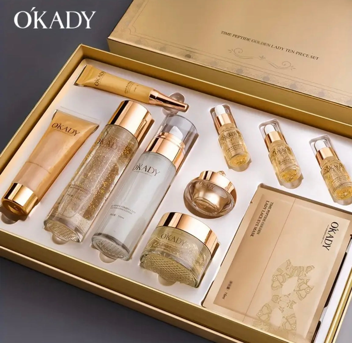 OK’ADY 24 Luxury Polypeptide Skin Care Set: Comprehensive Day and Night Anti-Aging Regimen for All Skin Types